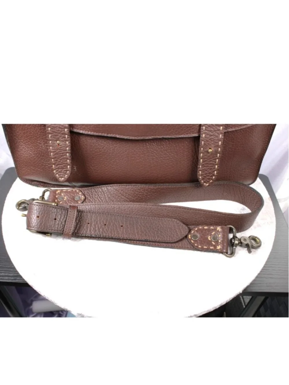 King Ranch Leather Messenger Briefcase Laptop Bag Brown Crossbody Satchel